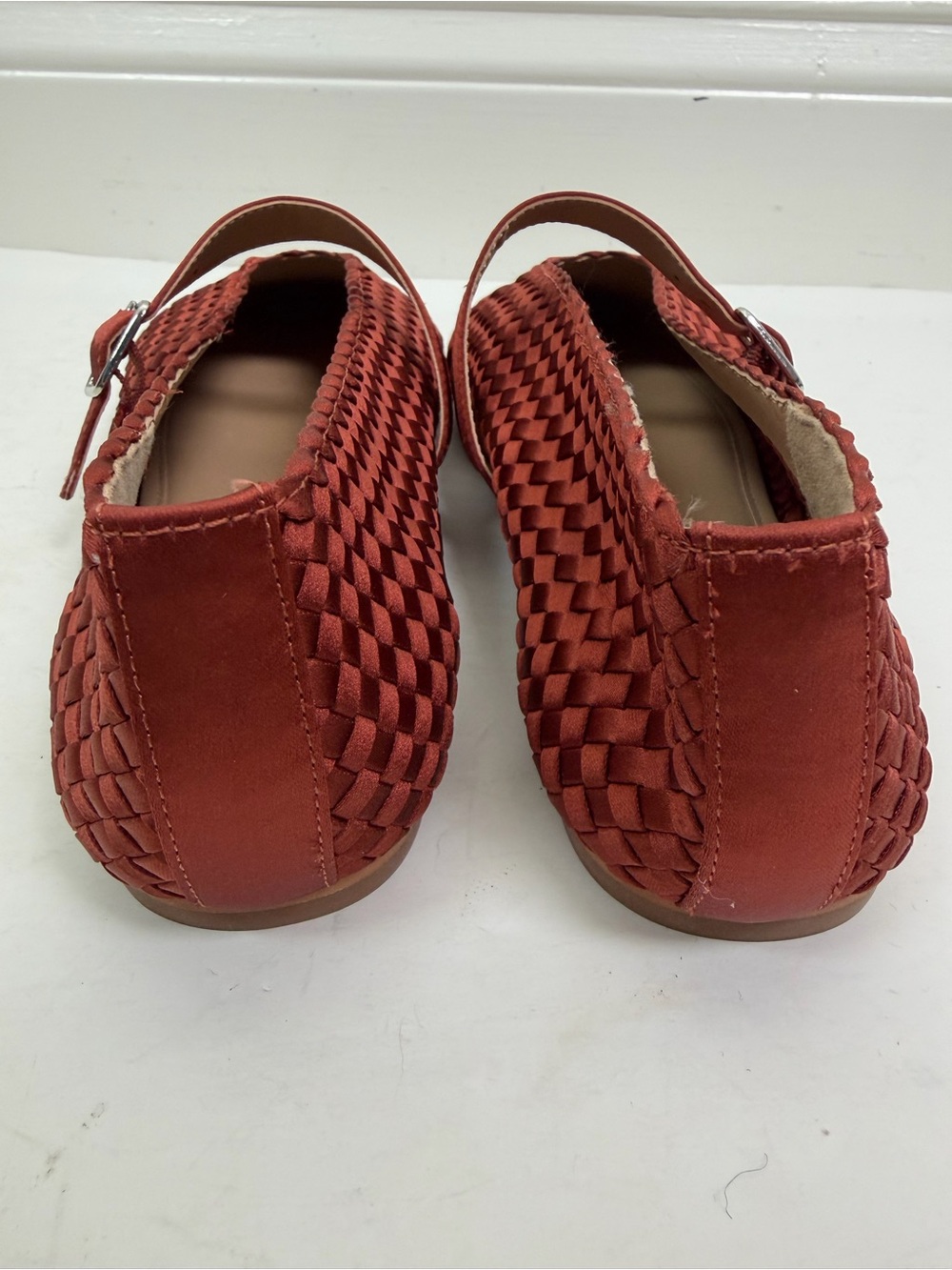 NEW Steve Madden Dreaming Mary Jane Ballet Flat In Warm Rust Satin Size 9 - Picture 5 of 13